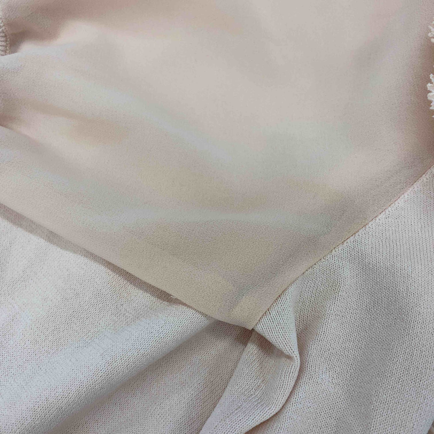 Sov. ソブ レディース 半袖ニット　ブラウス　リボン　フリル　ピンク