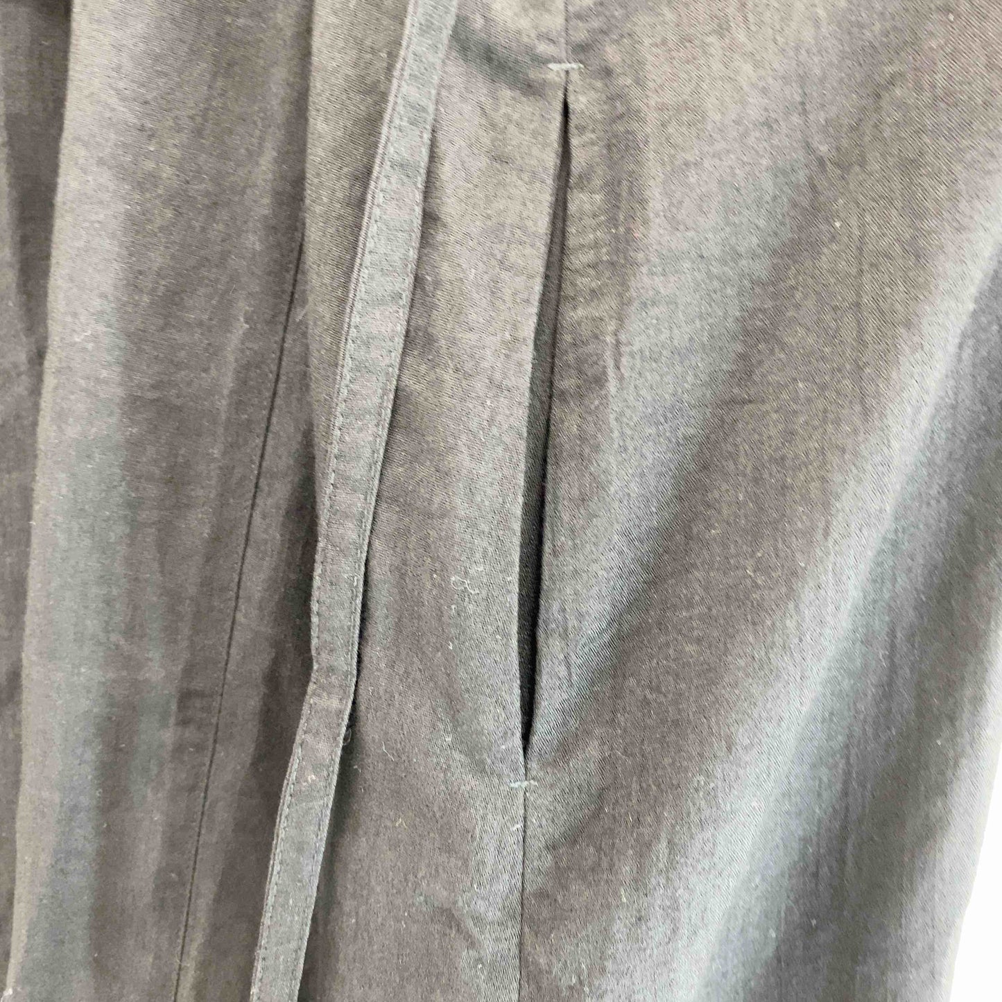 レディース ノースリーブワンピース ブラック 前開きワンピース ウエストリボン 麻調