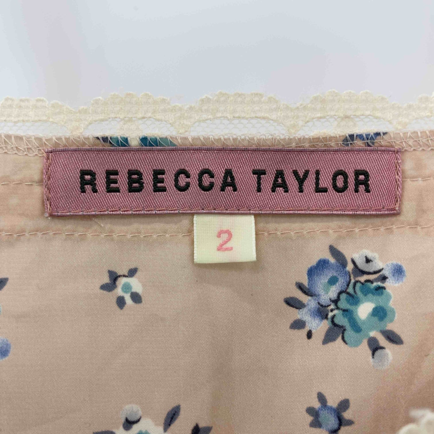 rebecca taylor レベッカテイラー ピンクベージュ　小花柄　裏地無し　 レディース キャミワンピース　サイズ2/M