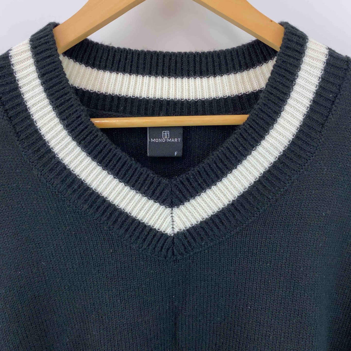MONO-MART モノマート　黒　ブラック　ベスト　ホワイトライン　サイズＦ　 メンズ ニット/セーター