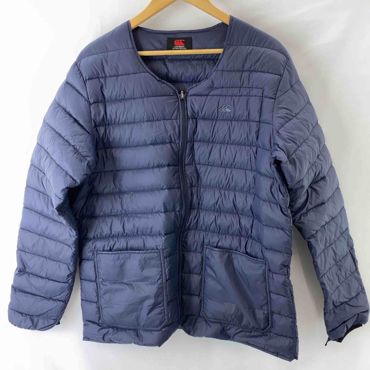 canterbury カンタベリー メンズ 中綿・ダウンジャケット ネービー ロゴ刺繍 サイズXL
