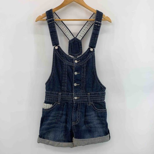 レディース サロペットオーバーオール デニム ショートパンツ レース ロールアップ