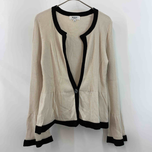 自由区 ジユウク レディース カーディガン　毛混　リブ　バイカラー　ベージュ系