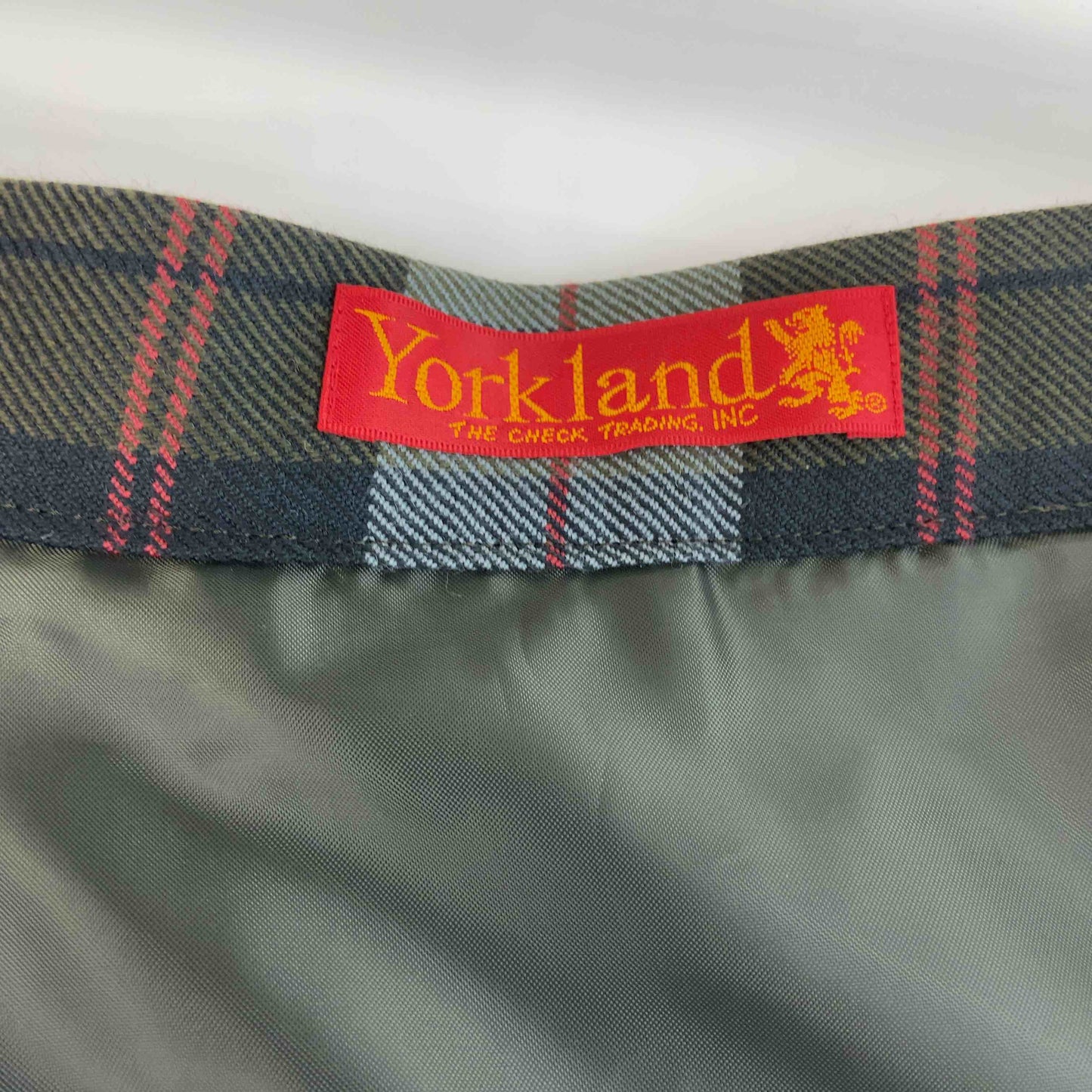 Yorkland ヨークランド レディース ロングスカート 総裏 チェック柄 日本製 9号 グリーン系