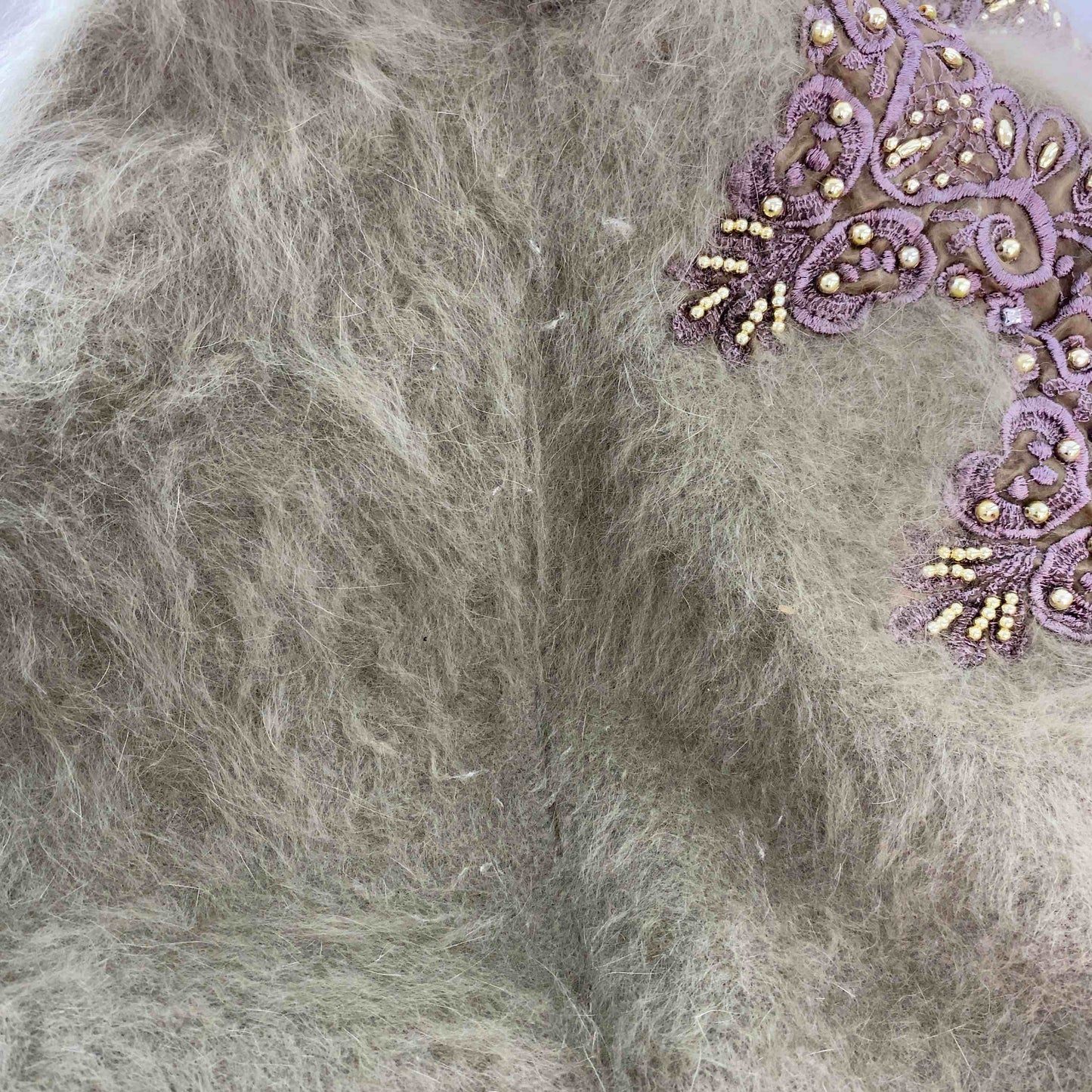 レディース ニット/セーター モヘア調 ビーズ装飾 ブラウン系