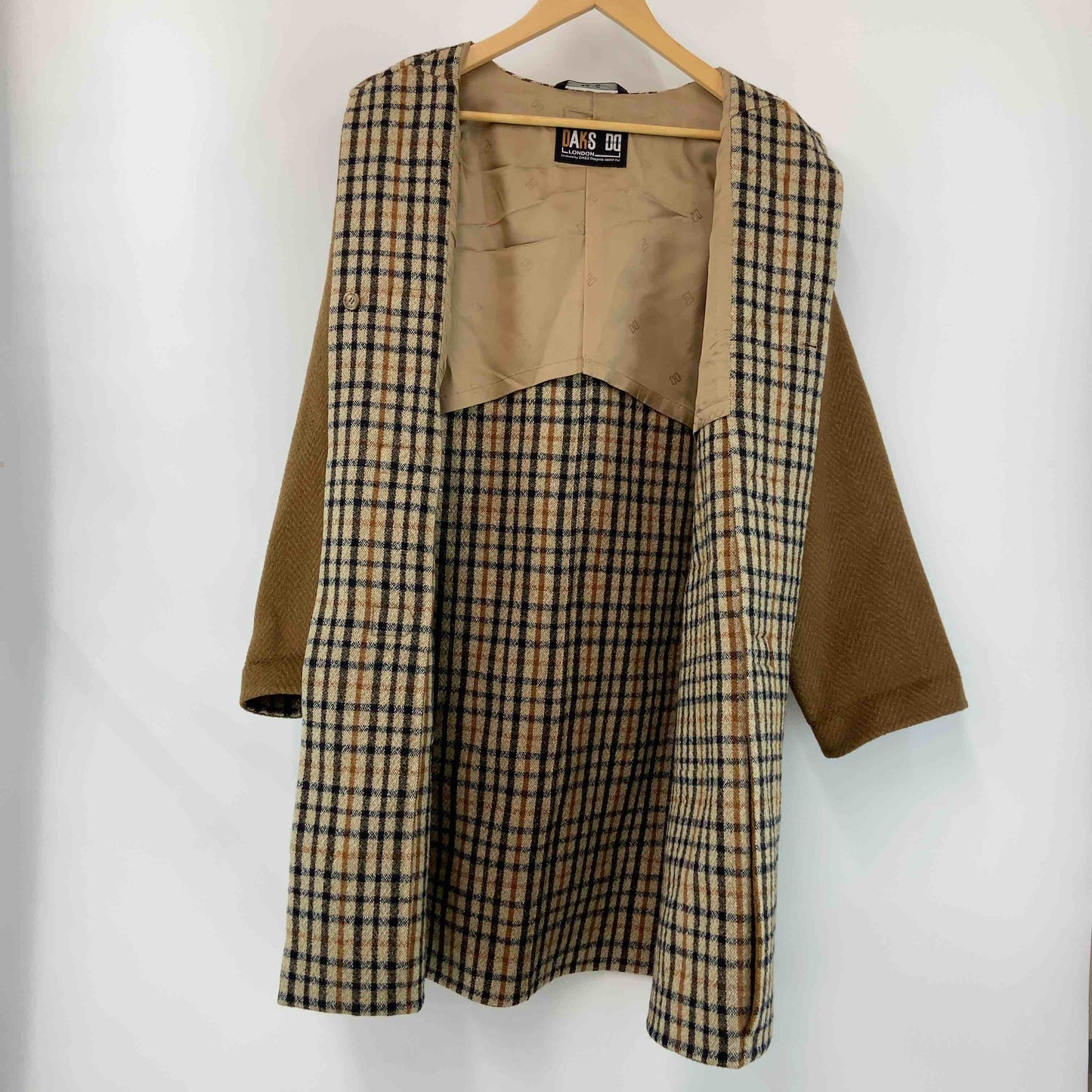 Daks ダックス レディース ダッフルコート　ヘリンボーン柄　毛100％　ブラウン