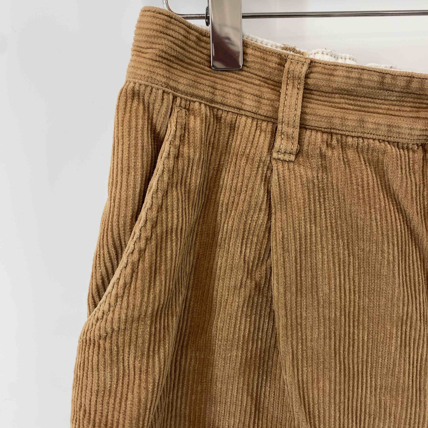 coen コーエン レディース ロングスカート　コーデュロイ　タック　ウエストゴム　ブラウン