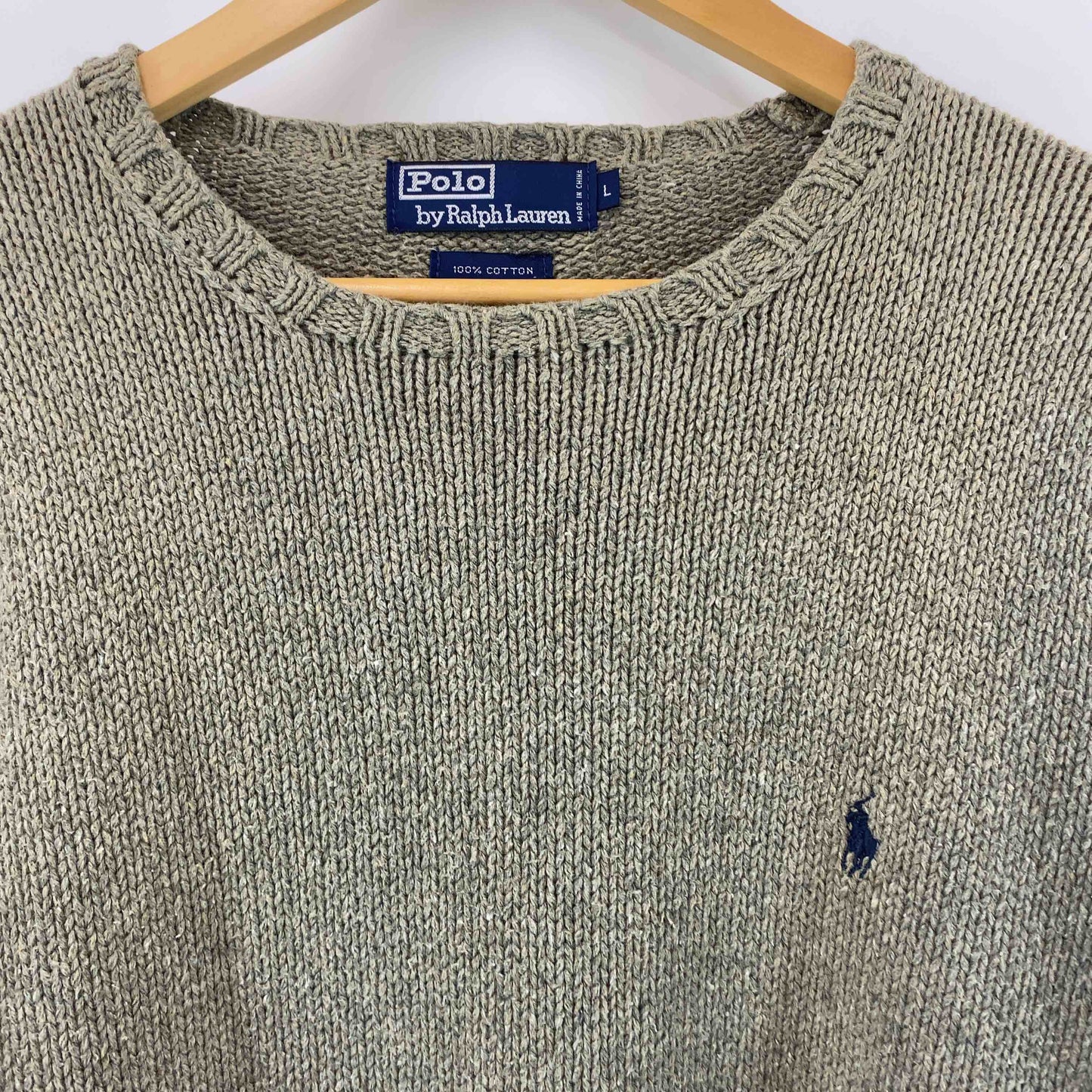 POLO RALPH LAUREN ポロラルフローレン　グレーグリーン　サイズŁ　丸首　 メンズ ニット/セーター