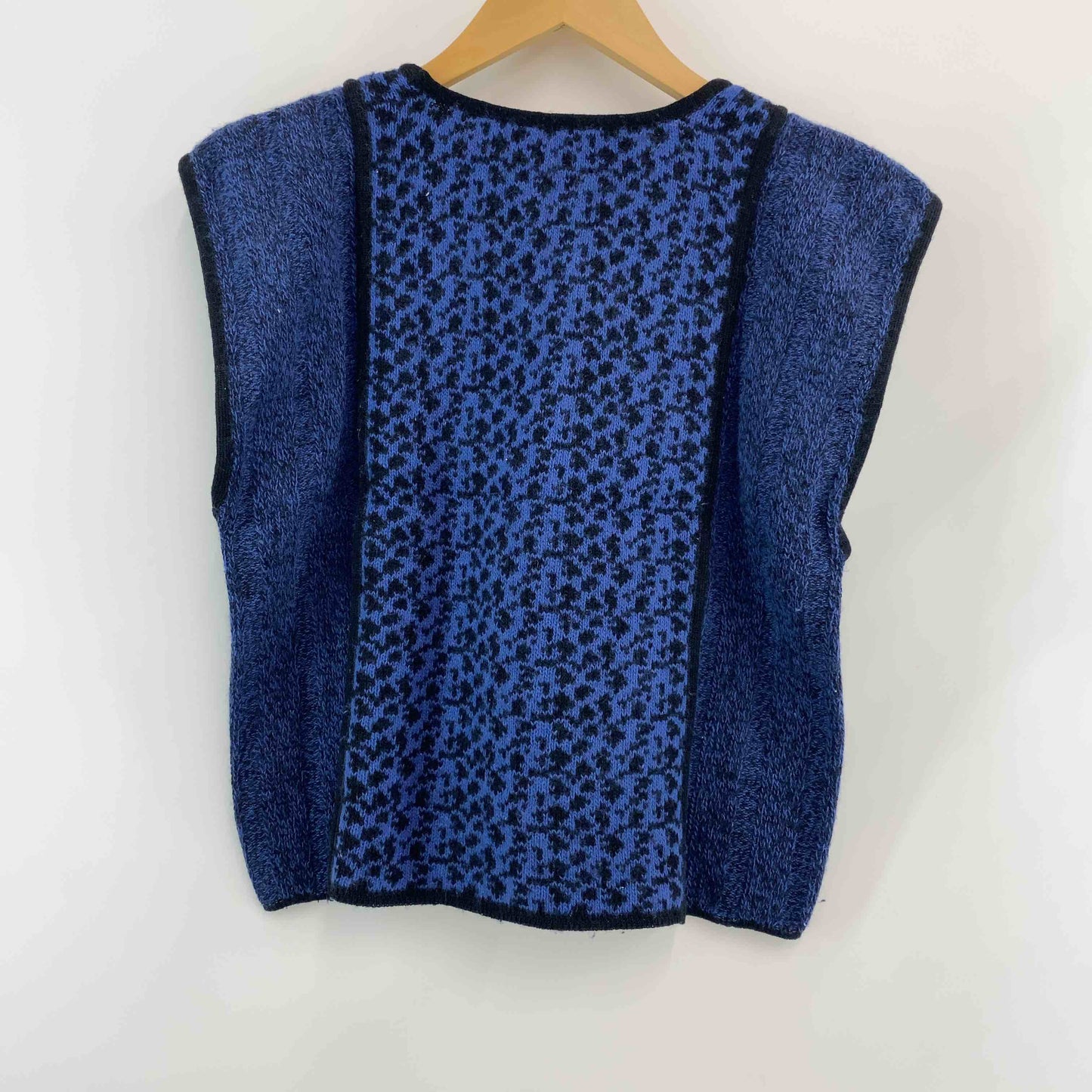 Christian Dior クリスチャンディオール レディース ニット ベスト ブルー系 ジャガード ワイドリブ