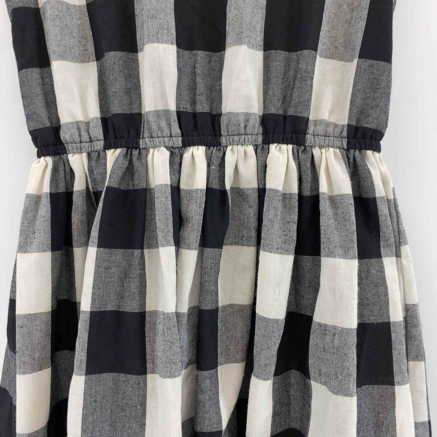 レディース ノースリーブワンピース ブロックチェック 白黒