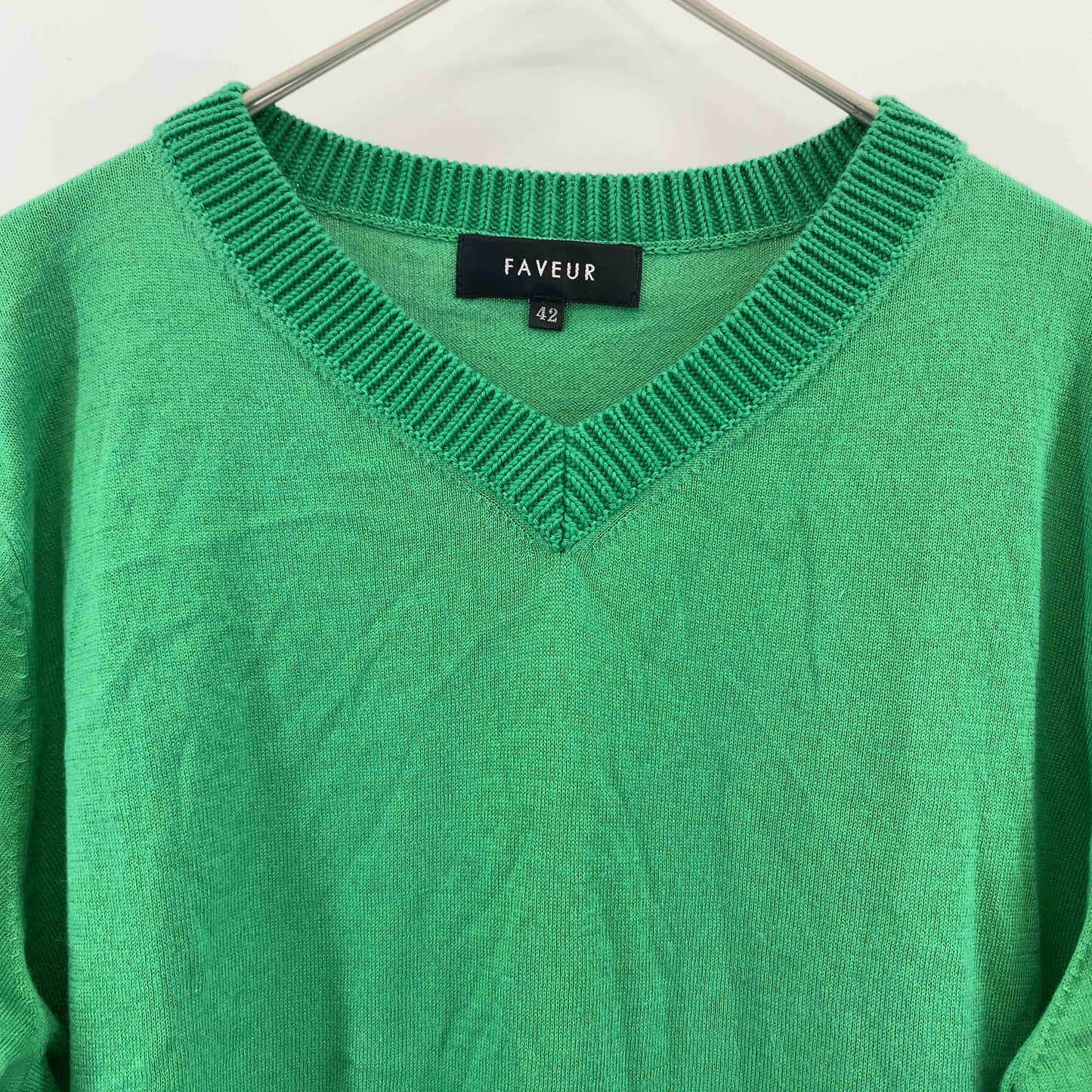 FAVEUR　ファヴール　グリーン　緑　長袖　シルク　絹混　サイズ42/L　 レディース ニット/セーター