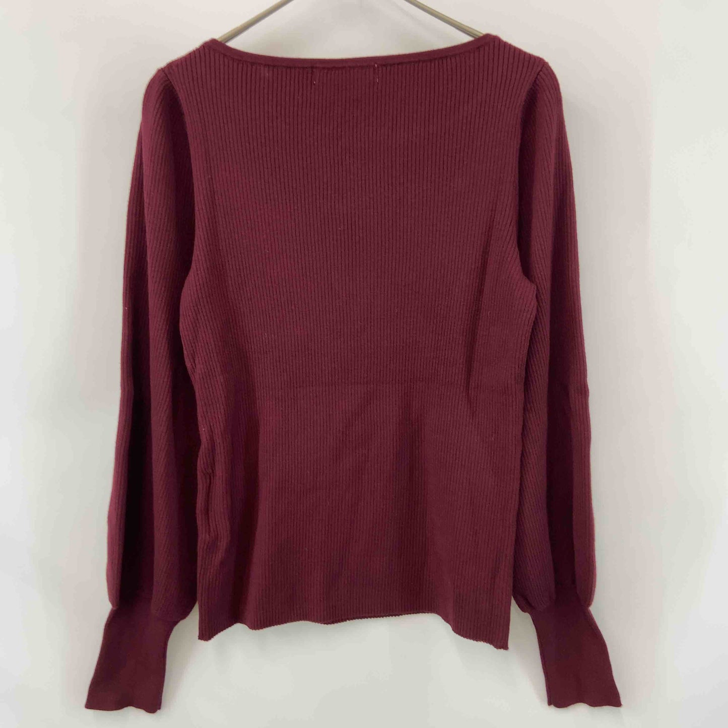 PROPORTION BODY DRESSING プロポーションボディドレッシング レディース リブ ニット 長袖 ボルドー パール ボリューム袖