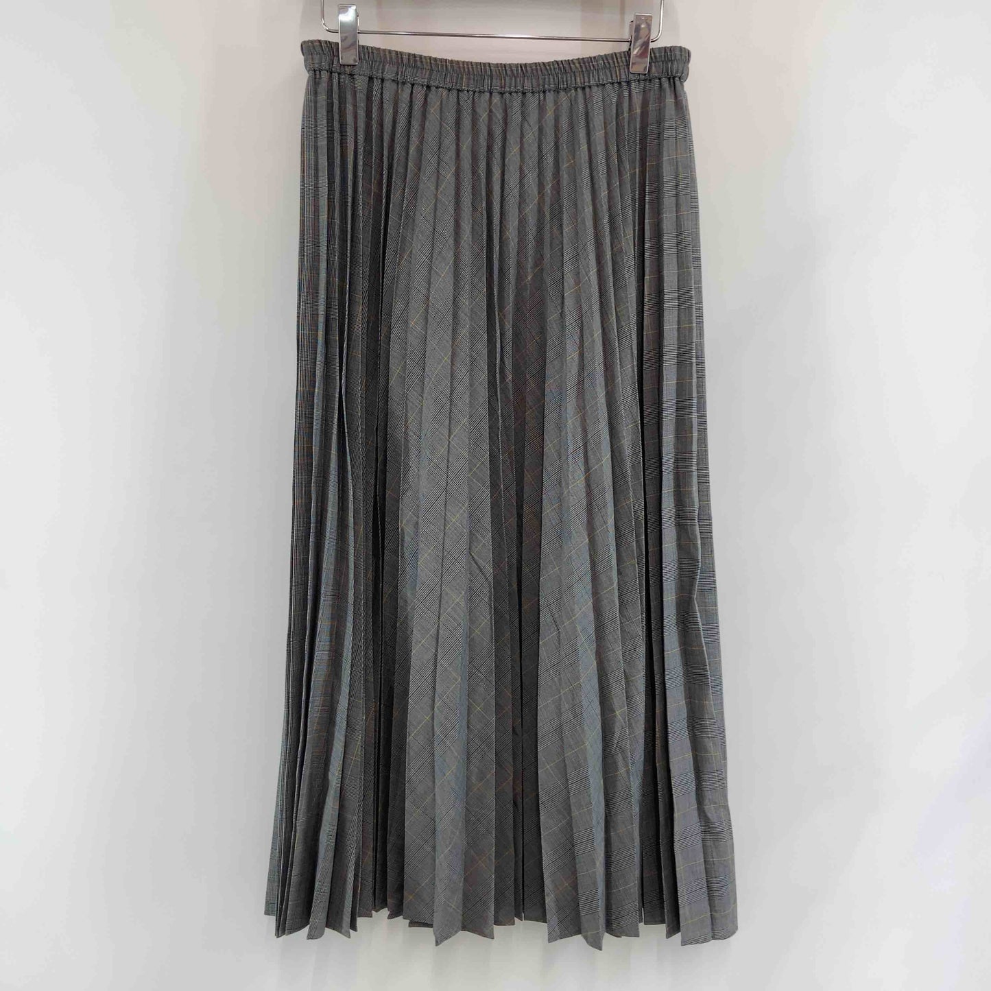 UNIQLO ユニクロ グレー チェック柄 プリーツスカート ウエストゴム レディース ロングスカート