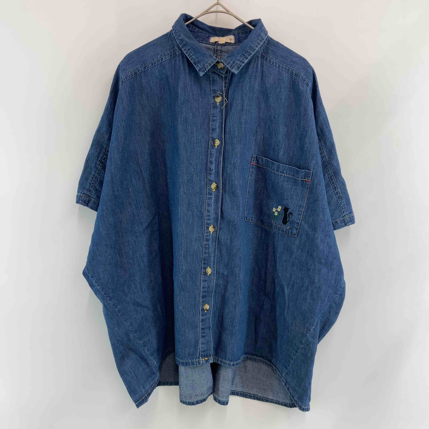 レディース 半袖シャツ/ブラウス デニムシャツ ブルー