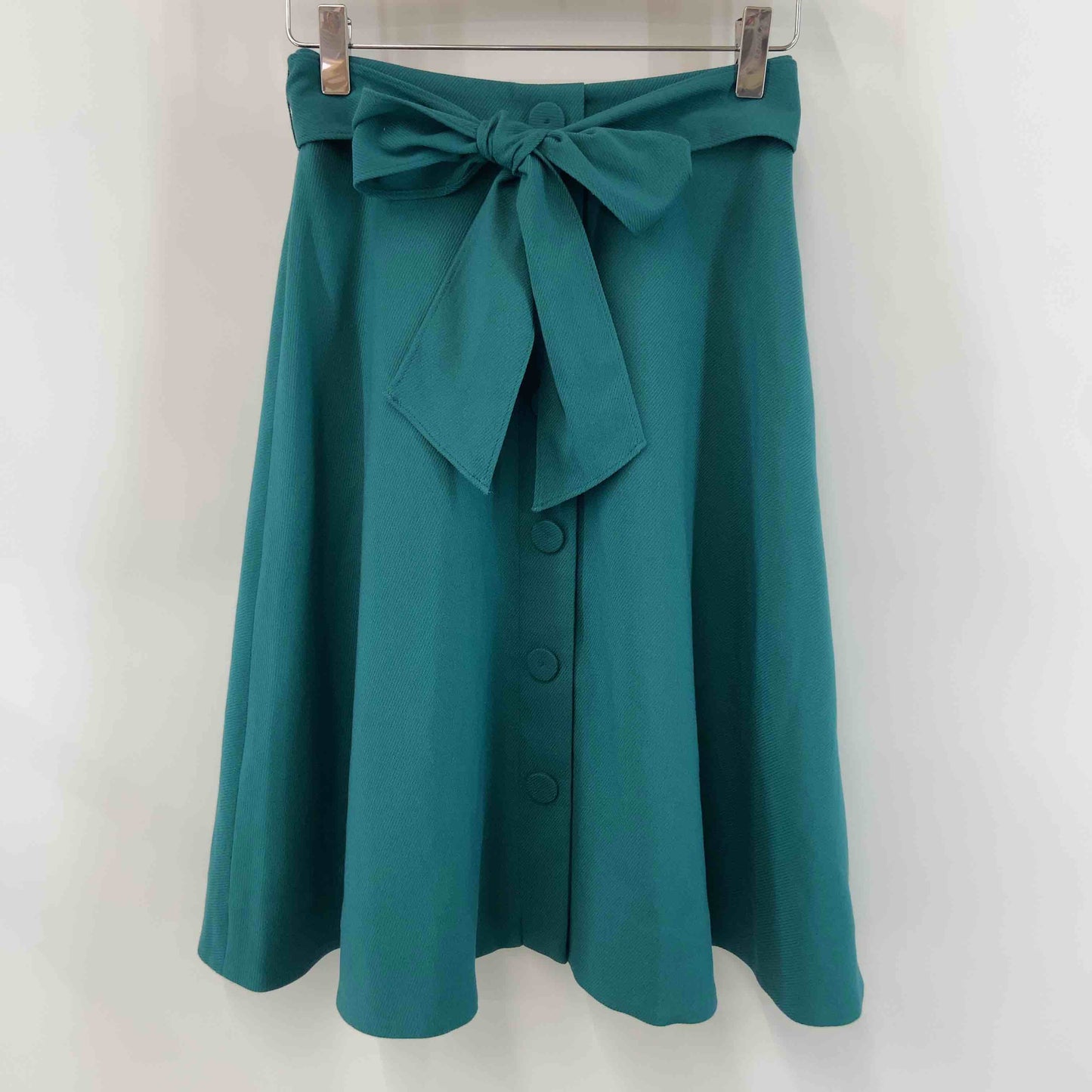 プロポーションボディドレッシング　PROPORTION　グリーン　緑　サイズ1　フェイクボタン付き　フレア　裏地付き　レディース ひざ丈スカート