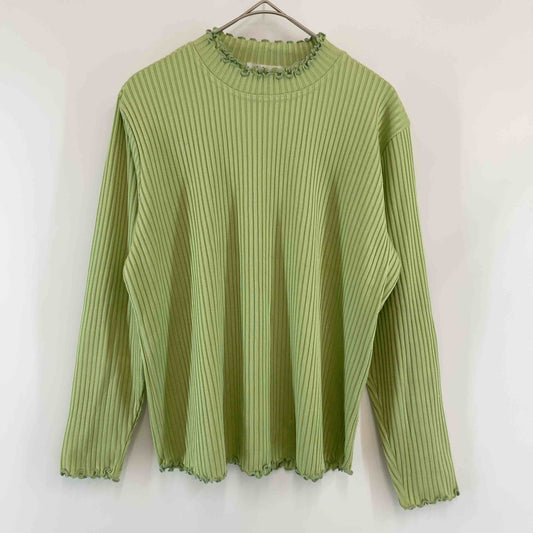 レディース Tシャツ（長袖）　フリル　イエローグリーン