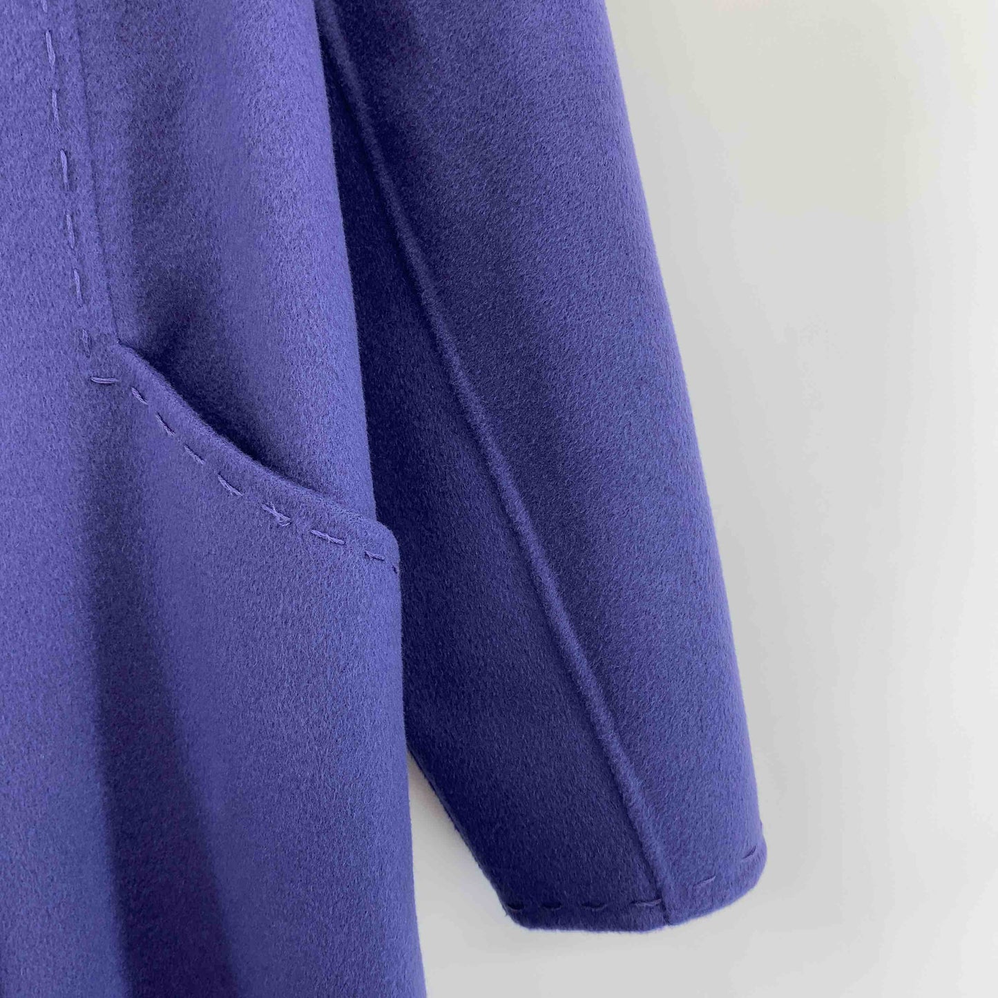 ヴィンテージ レディース ステンカラーコート ウールコート カシミヤ100％ パープル