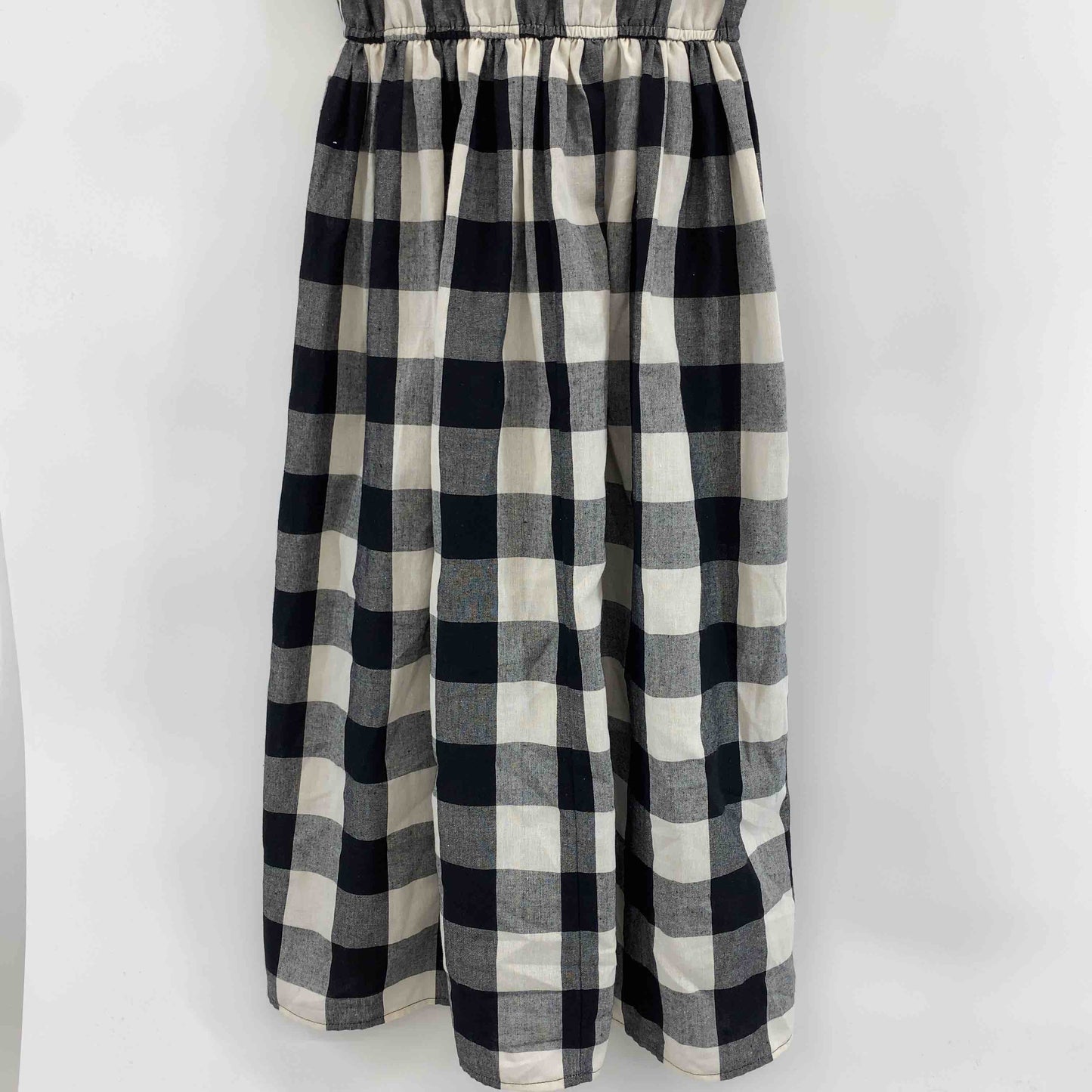 レディース ノースリーブワンピース ブロックチェック 白黒