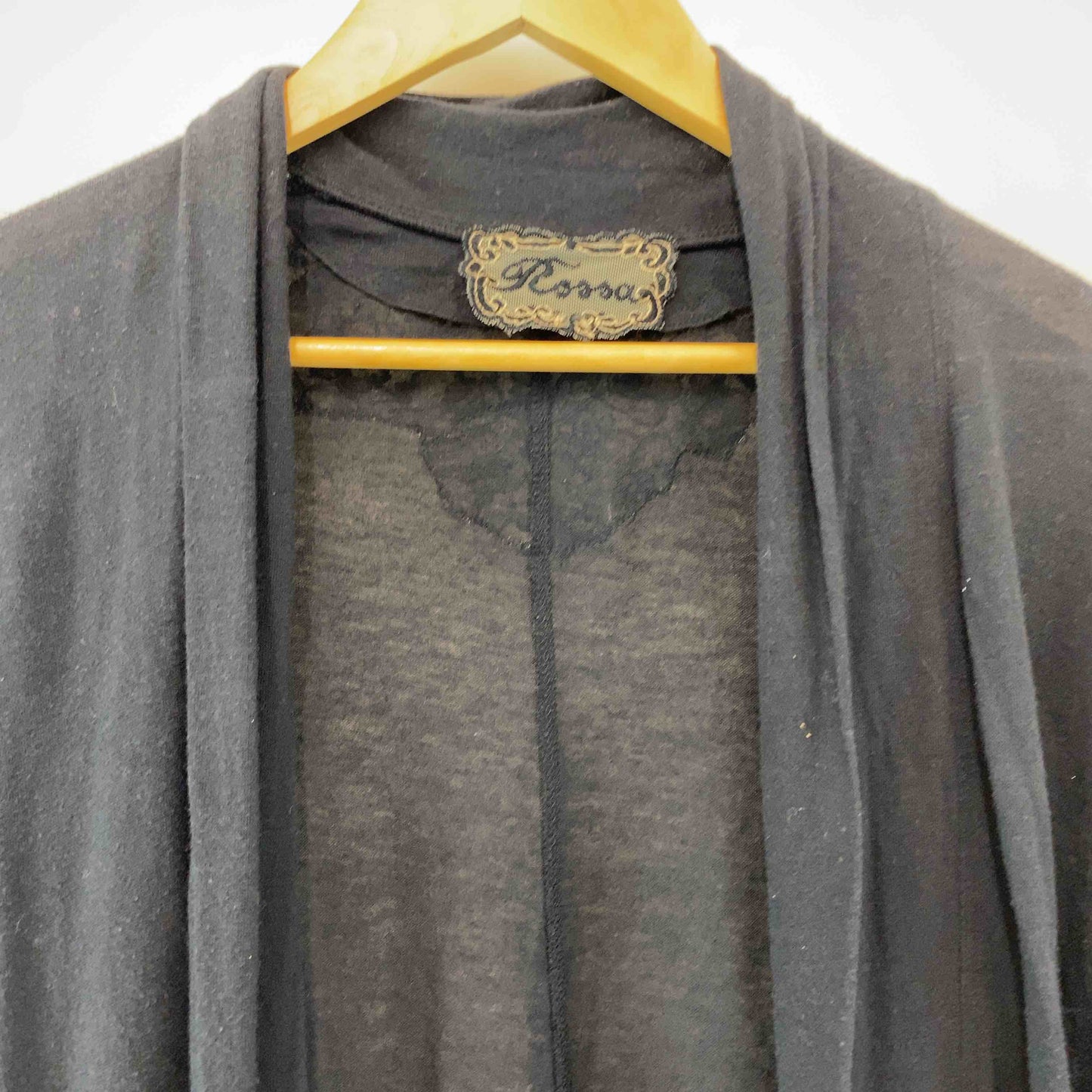 Rossa ロッサ レディース  花柄刺繍 ブラック カーディガン ロングカーディガン