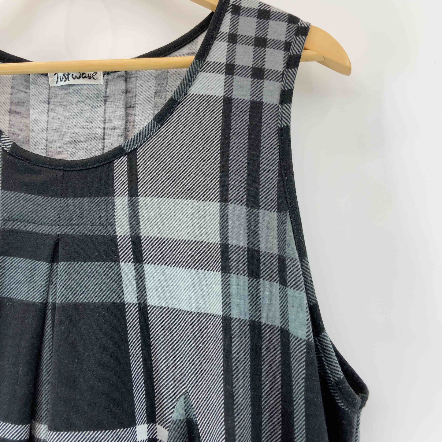 JUST WAVE　 レディース チュニック　チェック　かぶりエプロン風　サイズМーL
