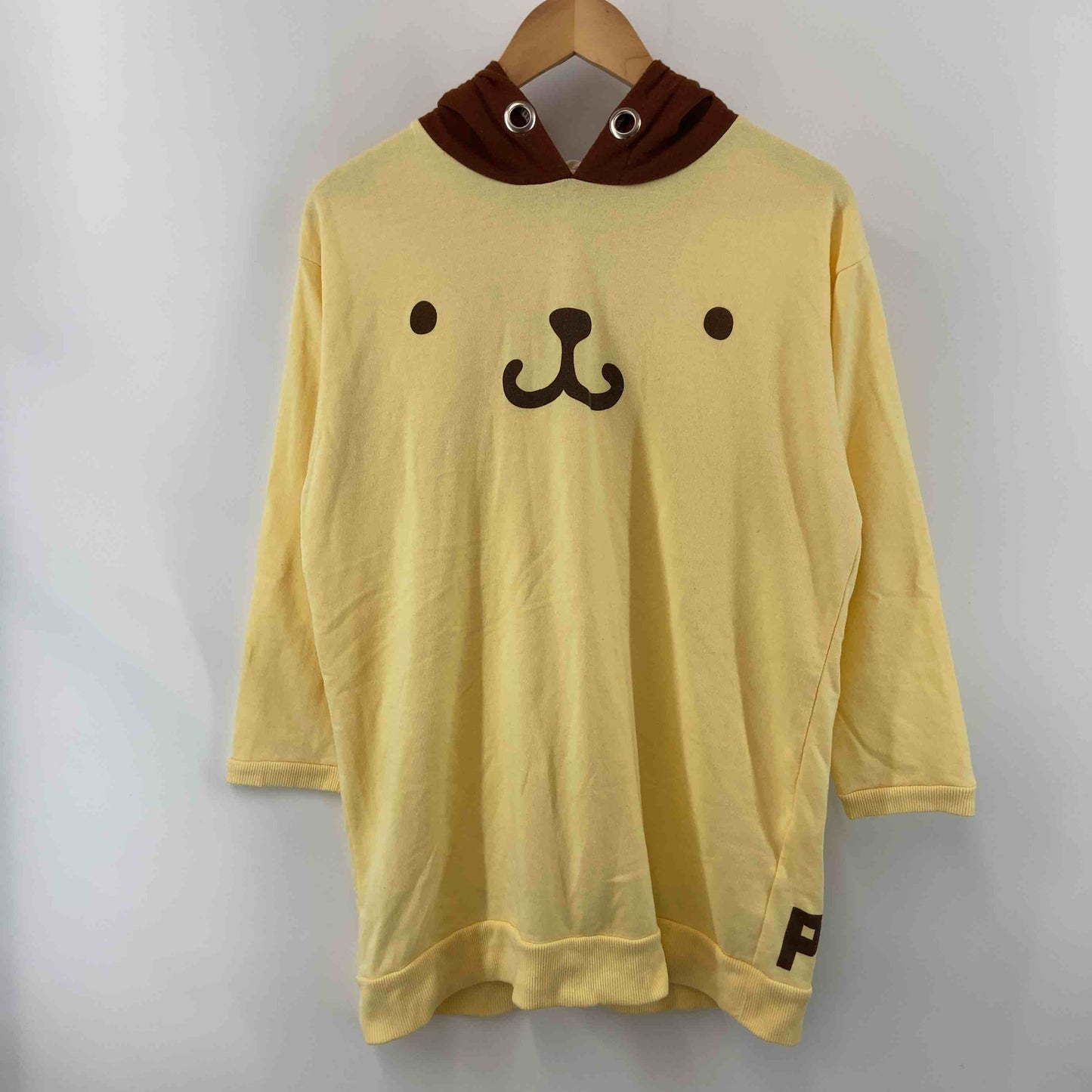 サンリオ ポムポムプリン レディース 長袖パーカー キャラクタープリント イエロー 綿混