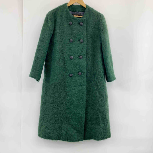 レディース ノーカラージャケット グリーン　シャギー