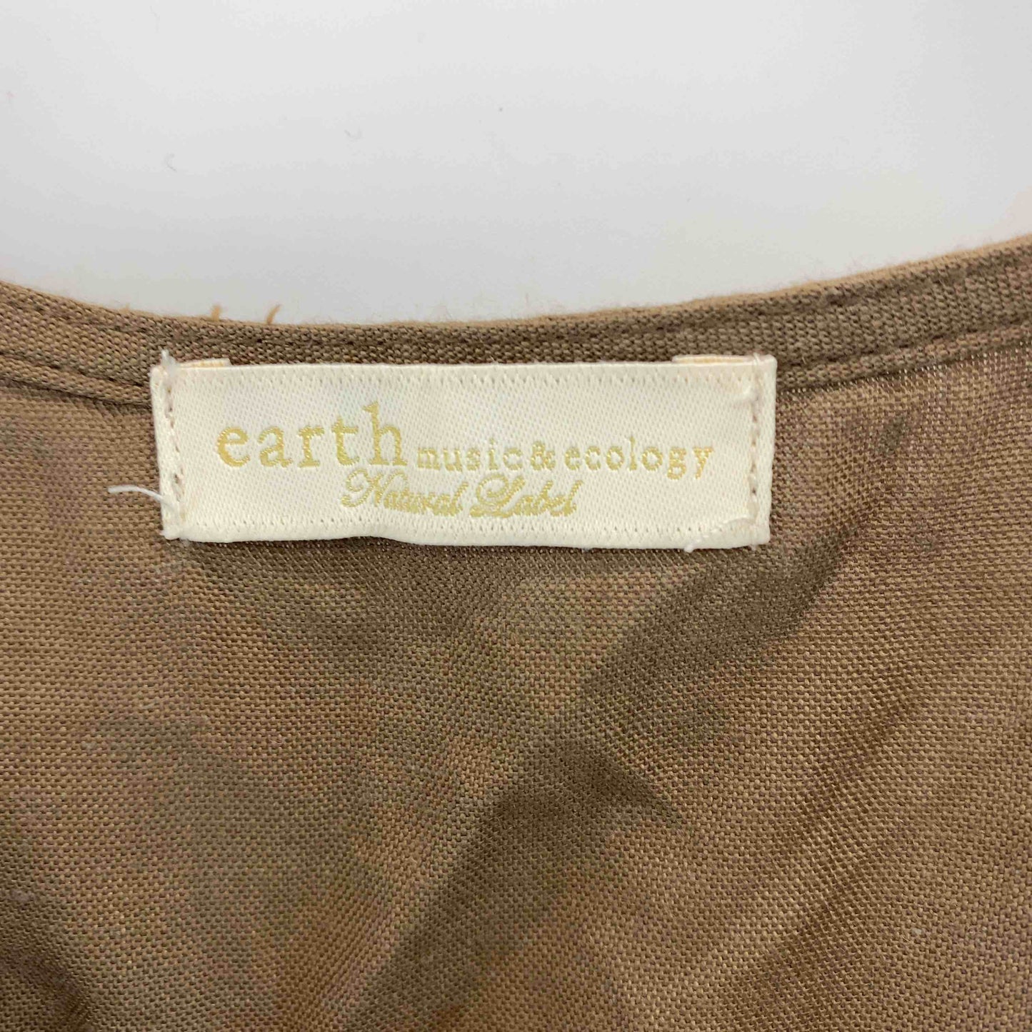 earth music&ecology アースミュージックアンドエコロジー レディース 半袖　ロングワンピース　麻混　ブラウン