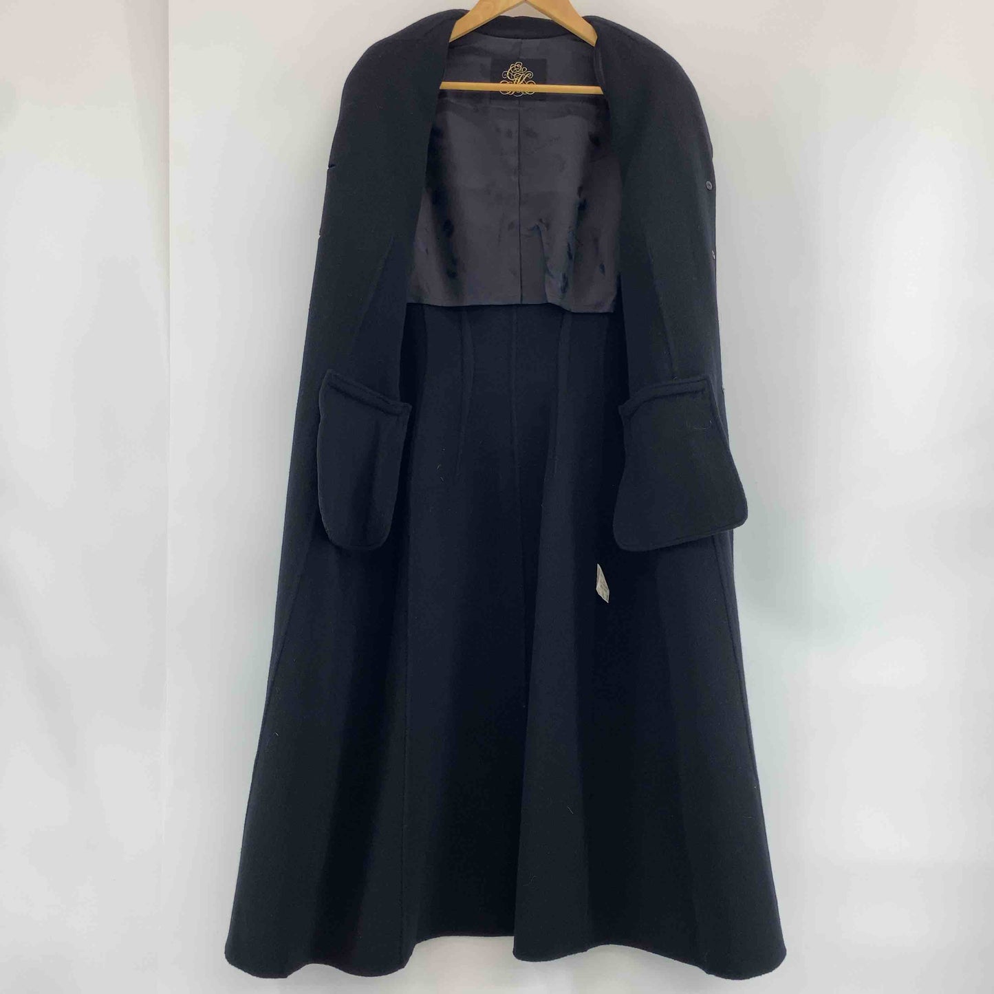 伊太利屋 イタリヤ レディース チェスターコート 黒 アンゴラ混