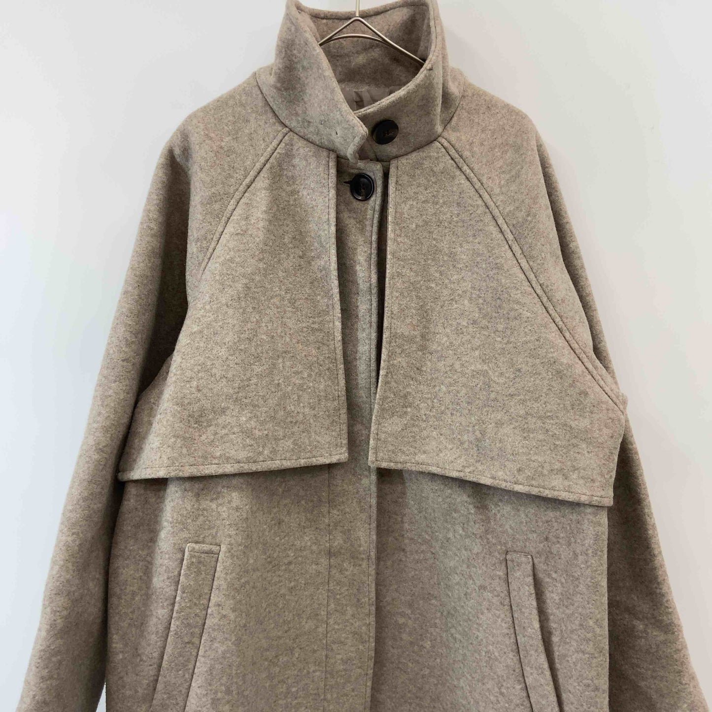 レディース ステンカラーコート　ラグラン　裏地　モカベージュ