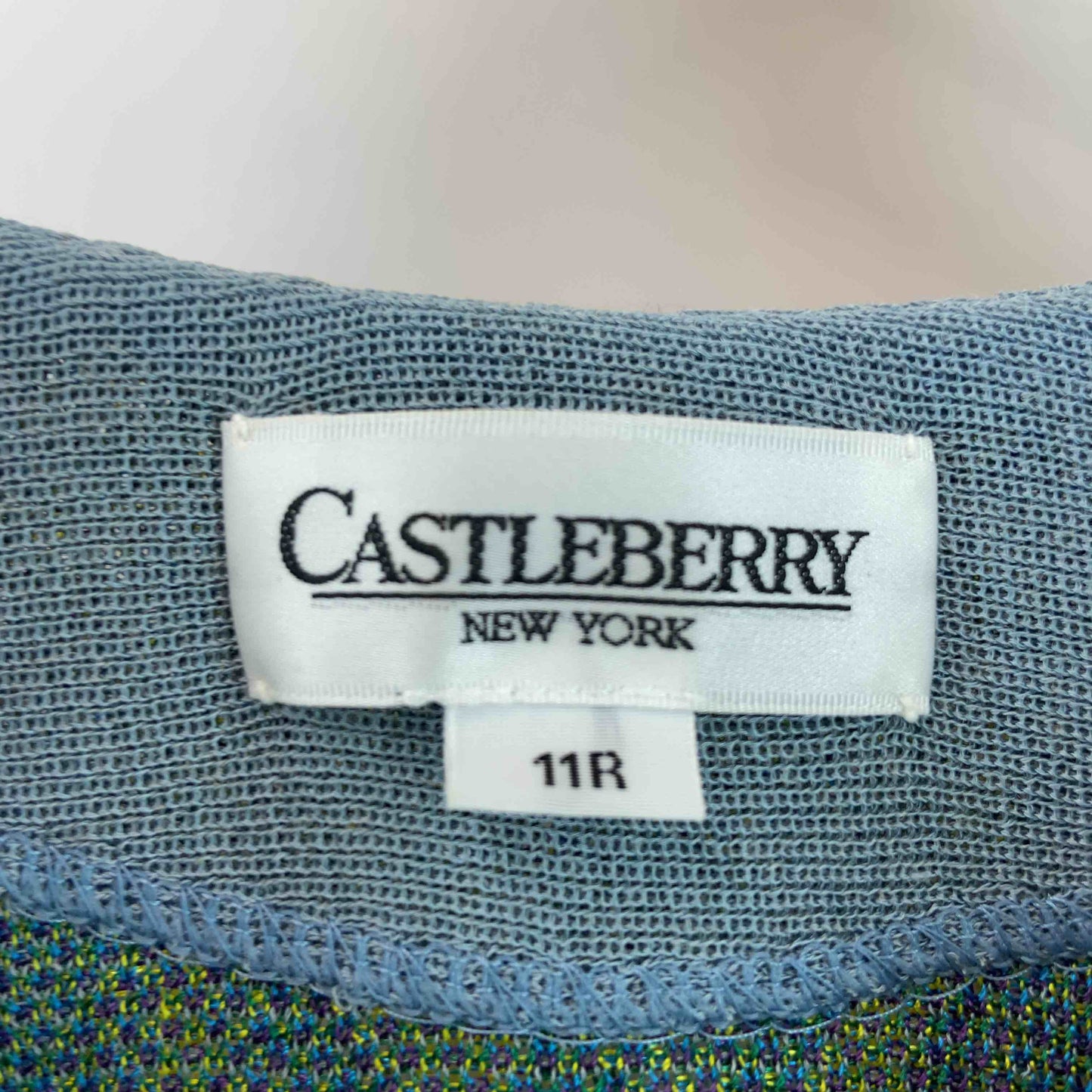 CASTLEBERRY キャッスルベリー レディース カーディガン Vネック　総柄　装飾　麻混　カラフル