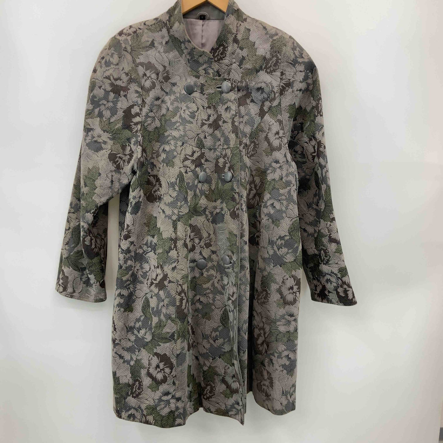 レディース レザージャケット 花柄 ロングコート ダブルボタン