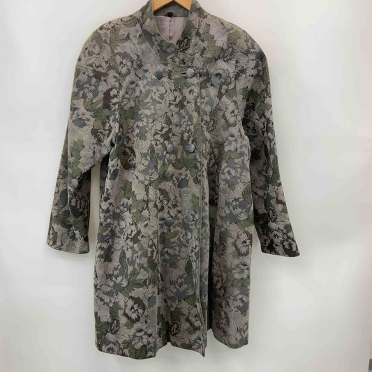 レディース レザージャケット 花柄 ロングコート ダブルボタン