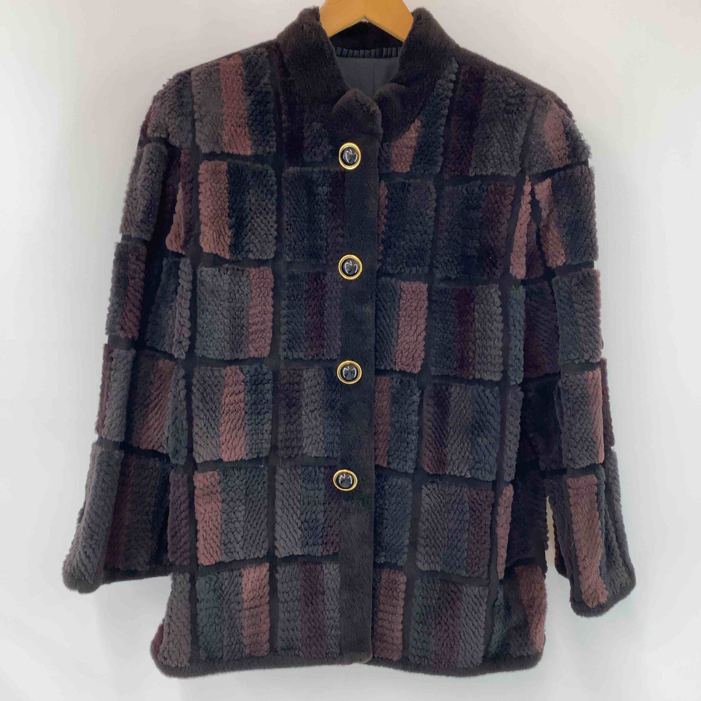 レディース ファージャケット 毛皮ハーフコート ブラウン