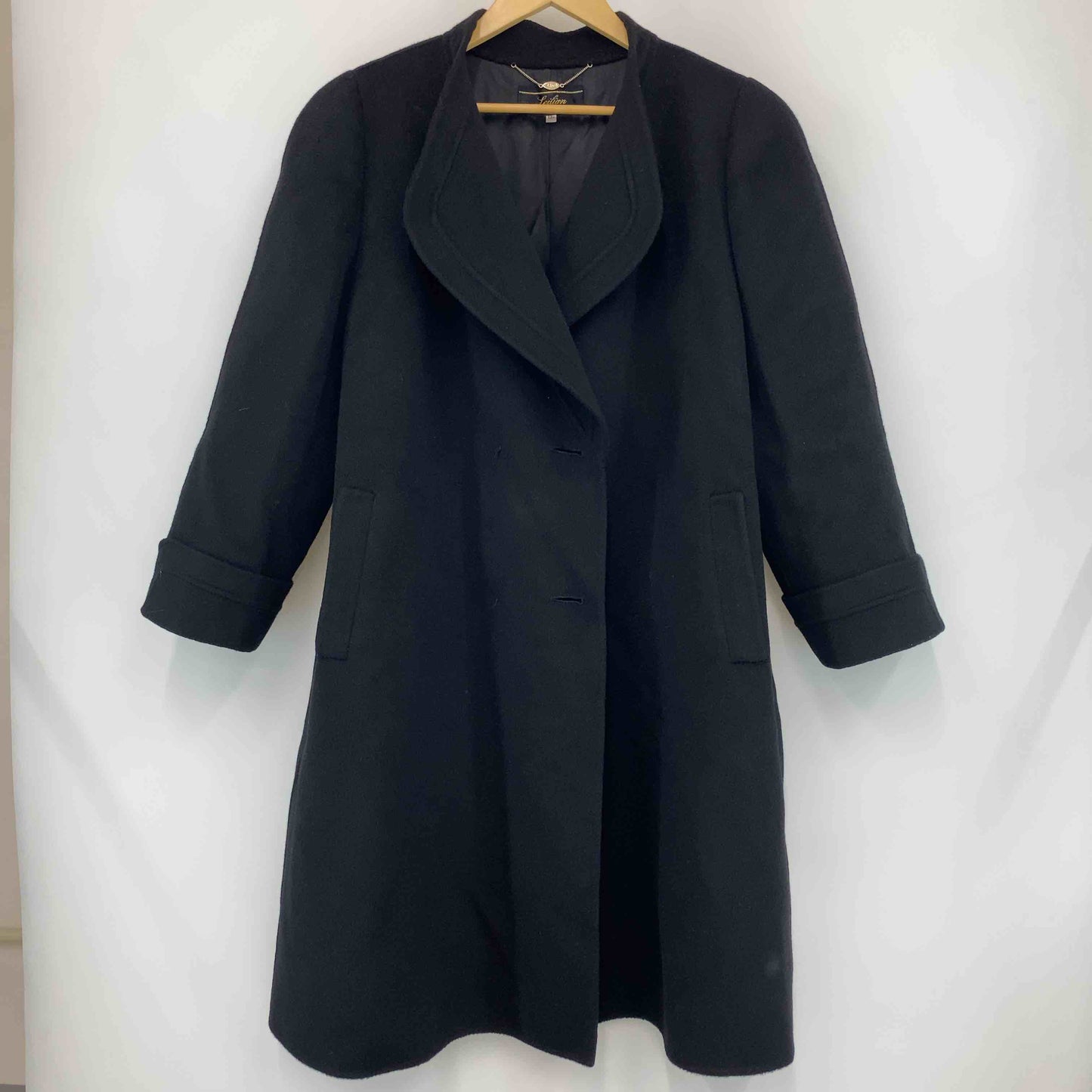 Leilian レリアン レディース ロングコート カシミヤ100％ ブラック