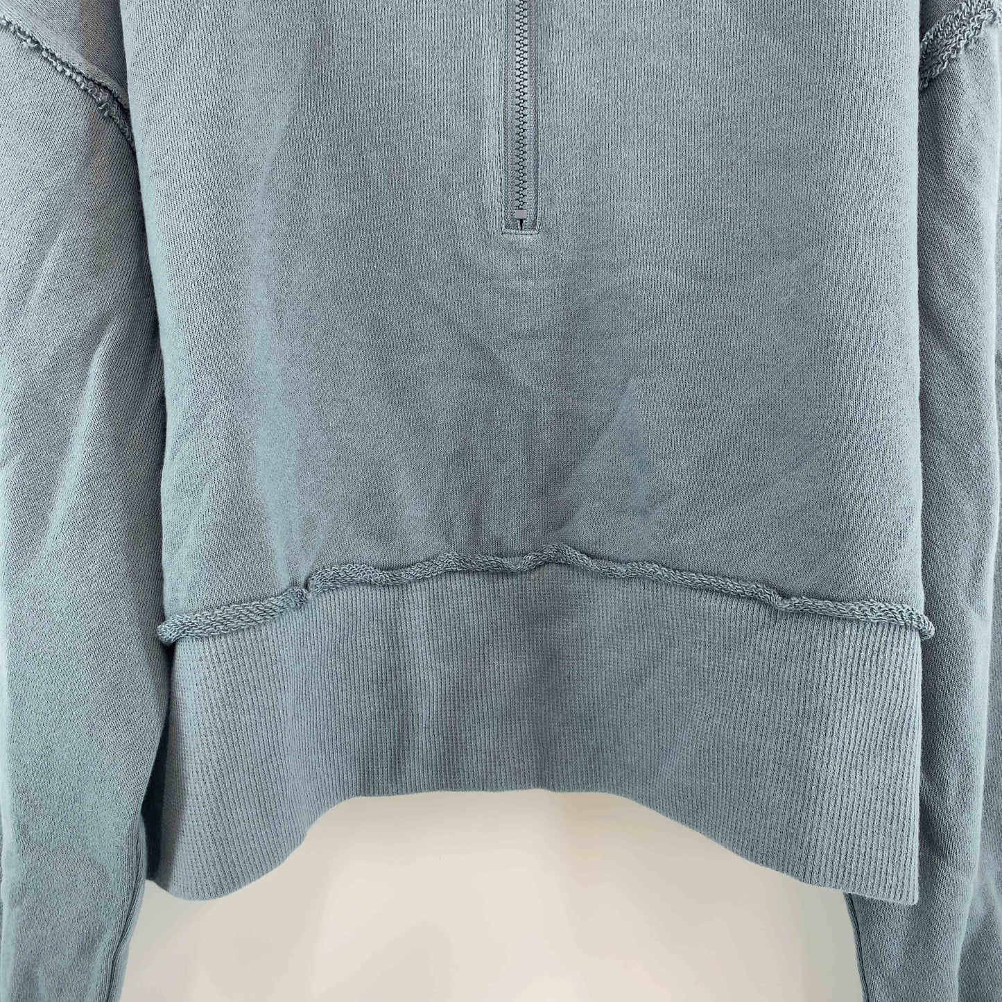 CLOCHE クロシェ レディース スウェット ハーフジップ クロップド丈 ブルーグリーン