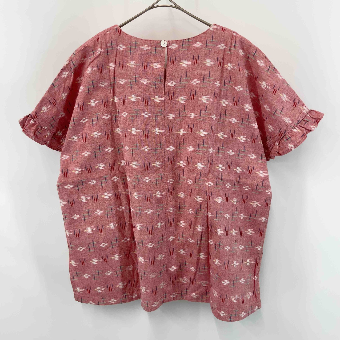 草野栄 レディース 半袖シャツ/ブラウス 絣(かすり)模様 ピンク