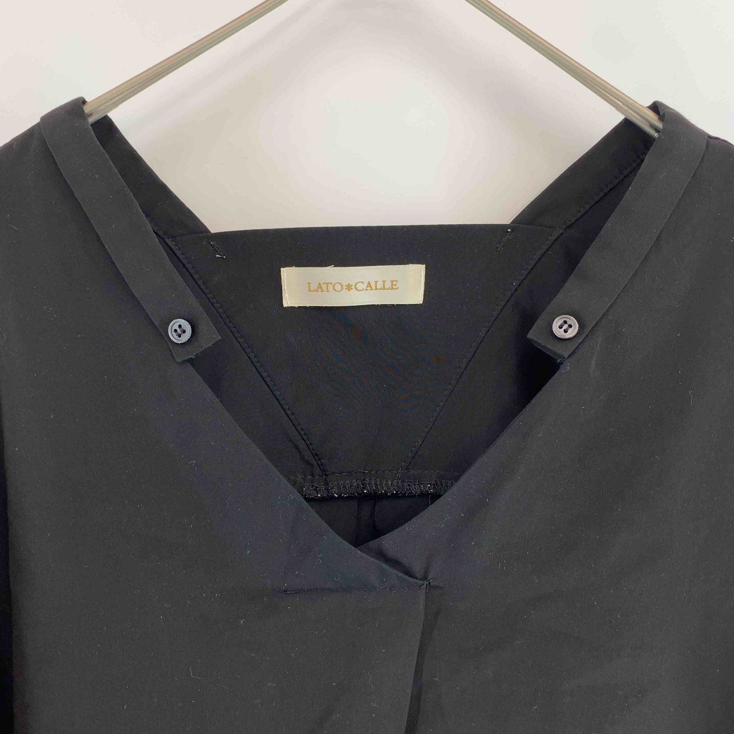 LATO＊CALLE ラトカーレ レディース 長袖シャツ/ブラウス ブラック ノーカラーシャツ