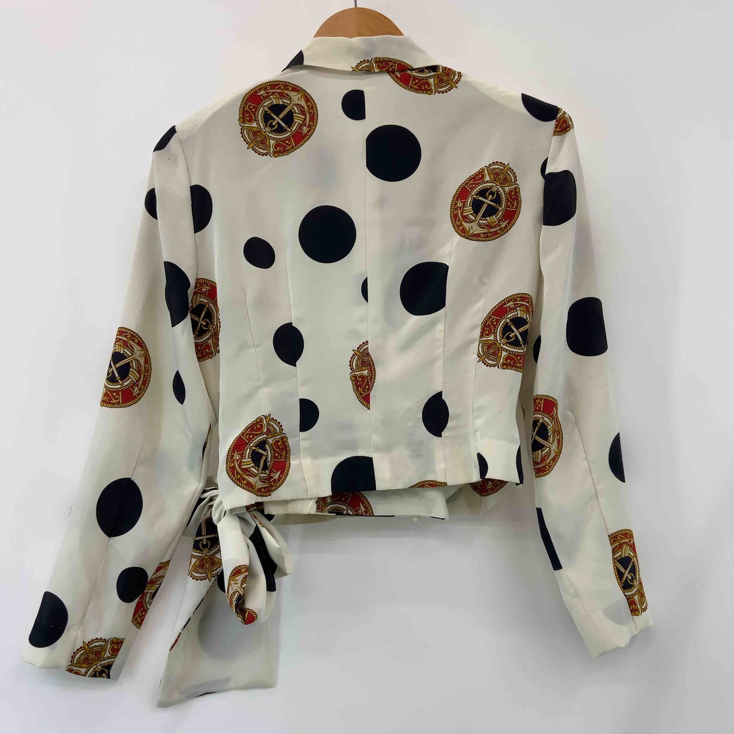 ヴィンテージ スカーフ柄　ブラウス風薄手ジャケットとスカート　セットアップ