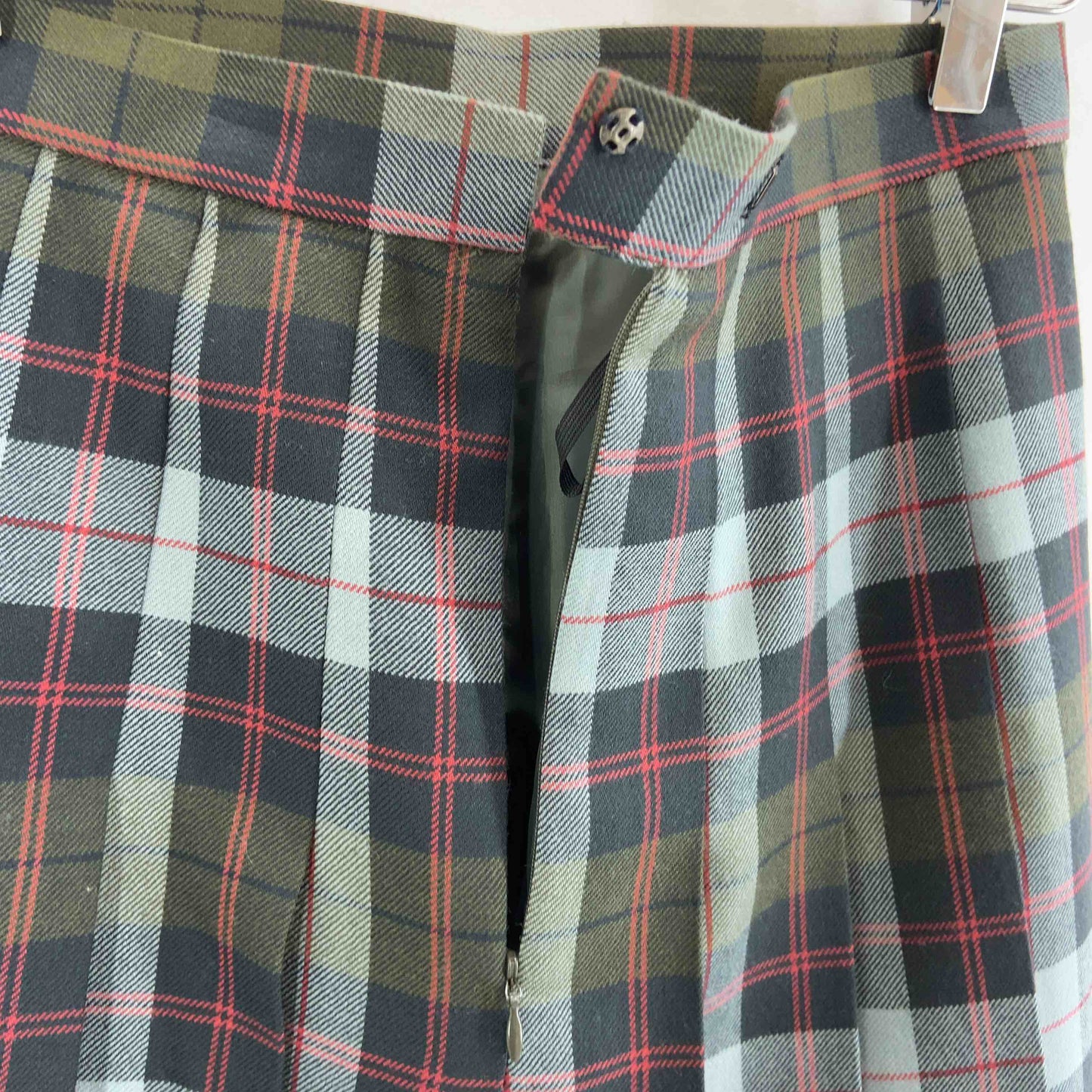 Yorkland ヨークランド レディース ロングスカート 総裏 チェック柄 日本製 9号 グリーン系