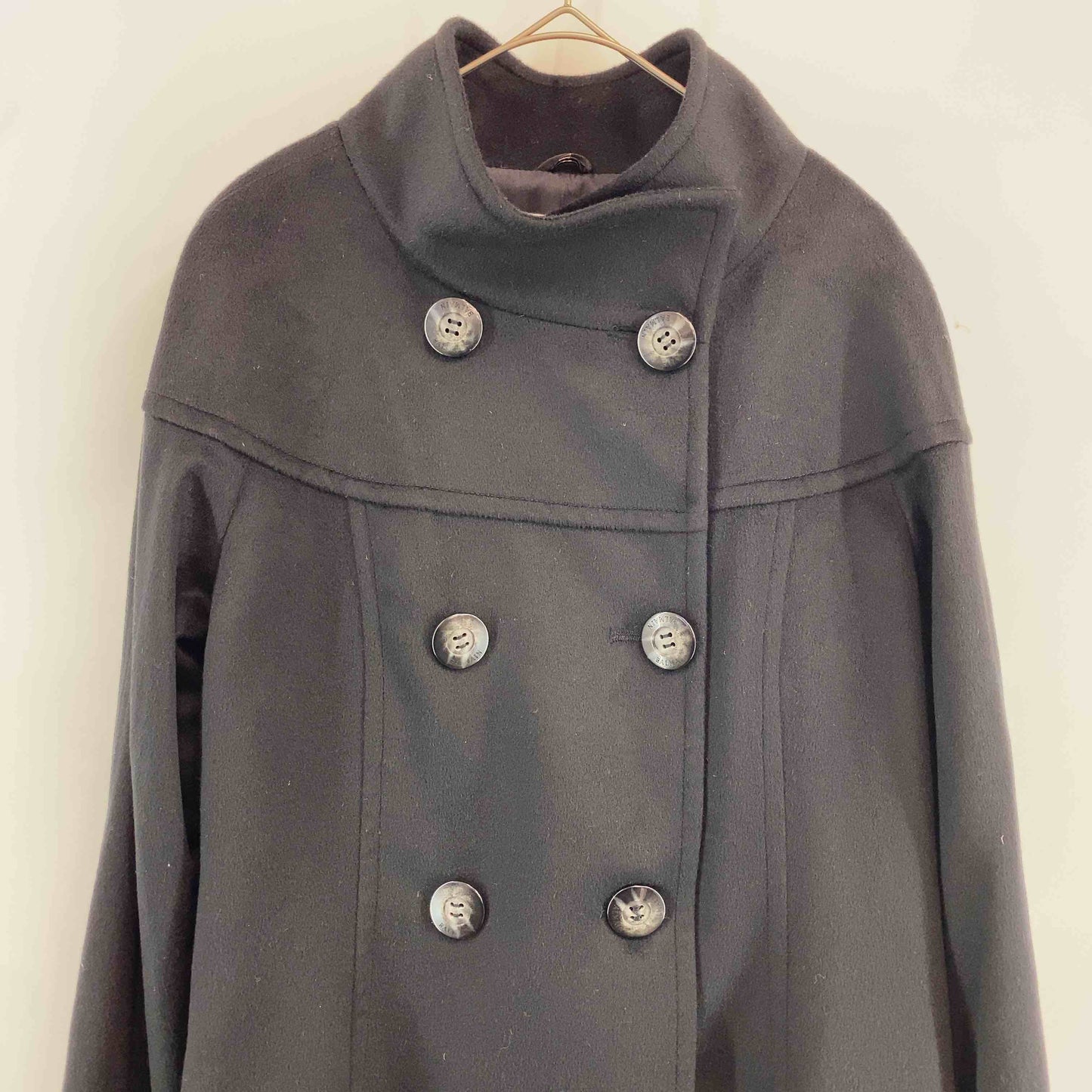 BALMAIN バルマン レディース ステンカラーコート ブラック カシミヤ100%