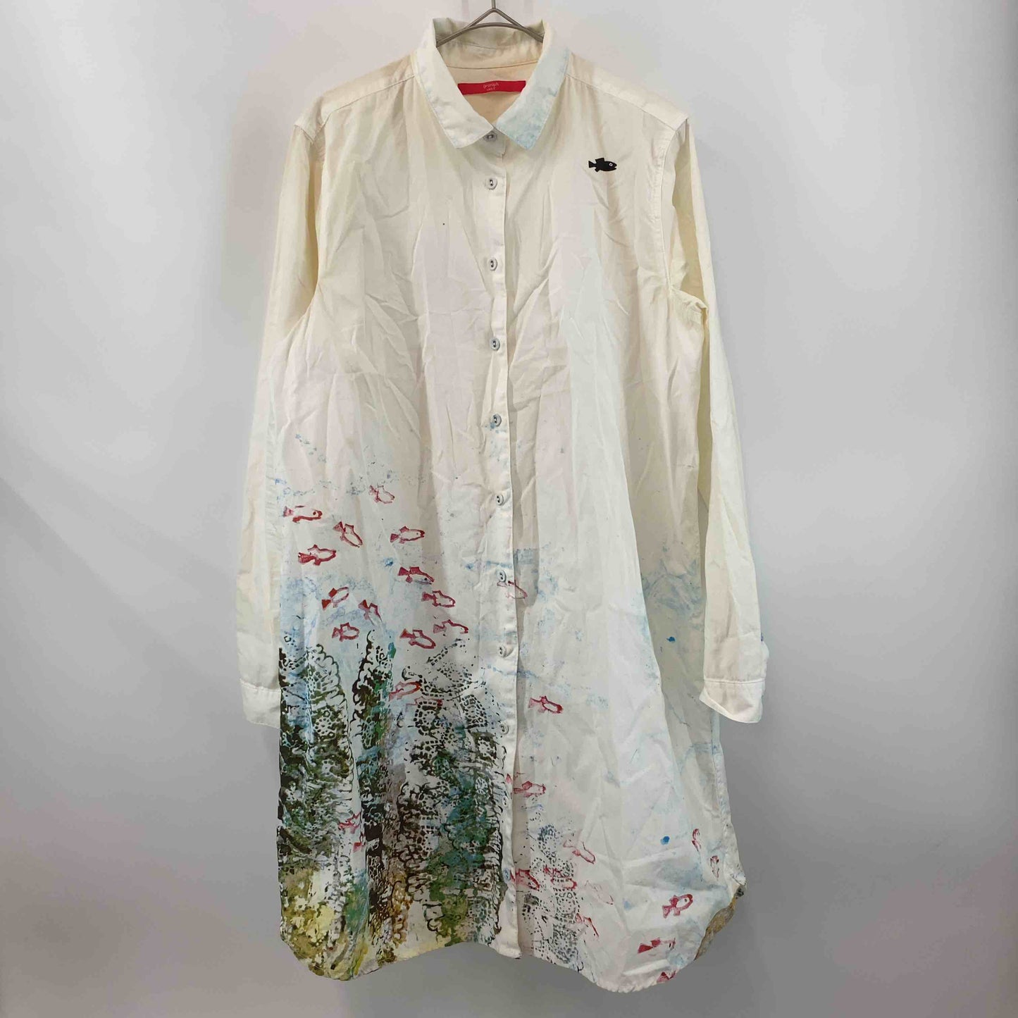 groniph グラニフ レディース シャツワンピース 裾プリント オフ