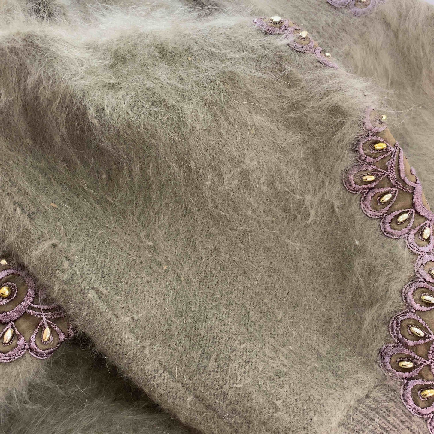 レディース ニット/セーター モヘア調 ビーズ装飾 ブラウン系