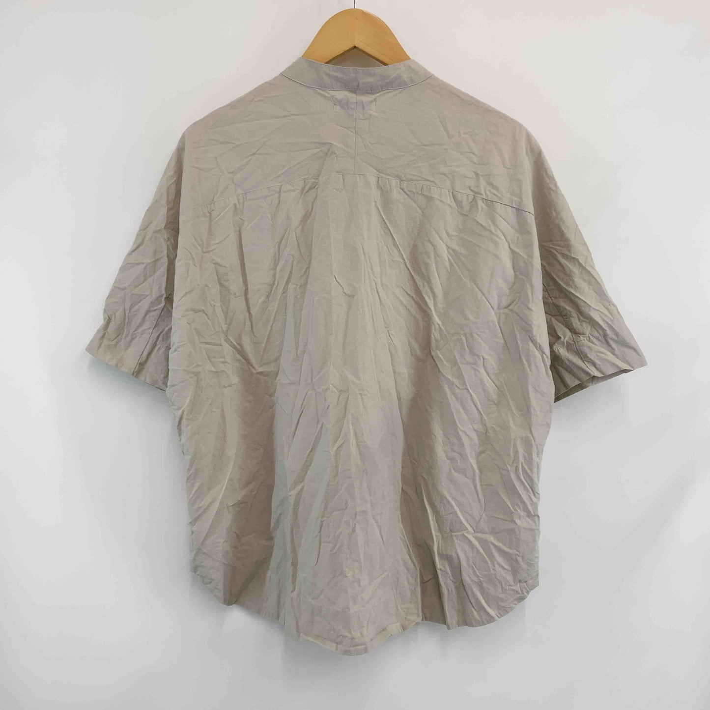 OMNES オムネス レディース 半袖シャツ/ブラウス グレージュ スタンドカラー