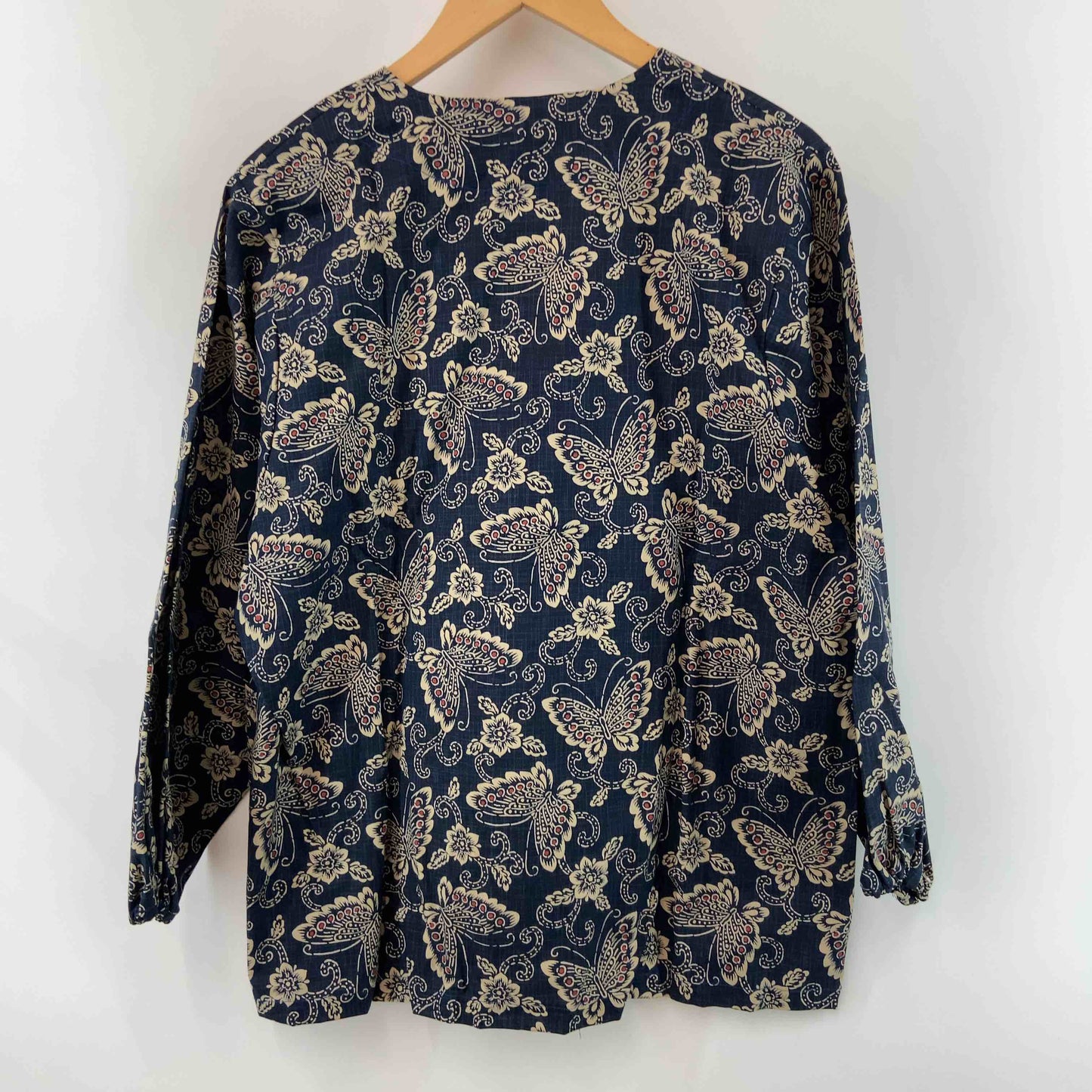 レディース 長袖シャツ/ブラウス 総柄 ネイビー