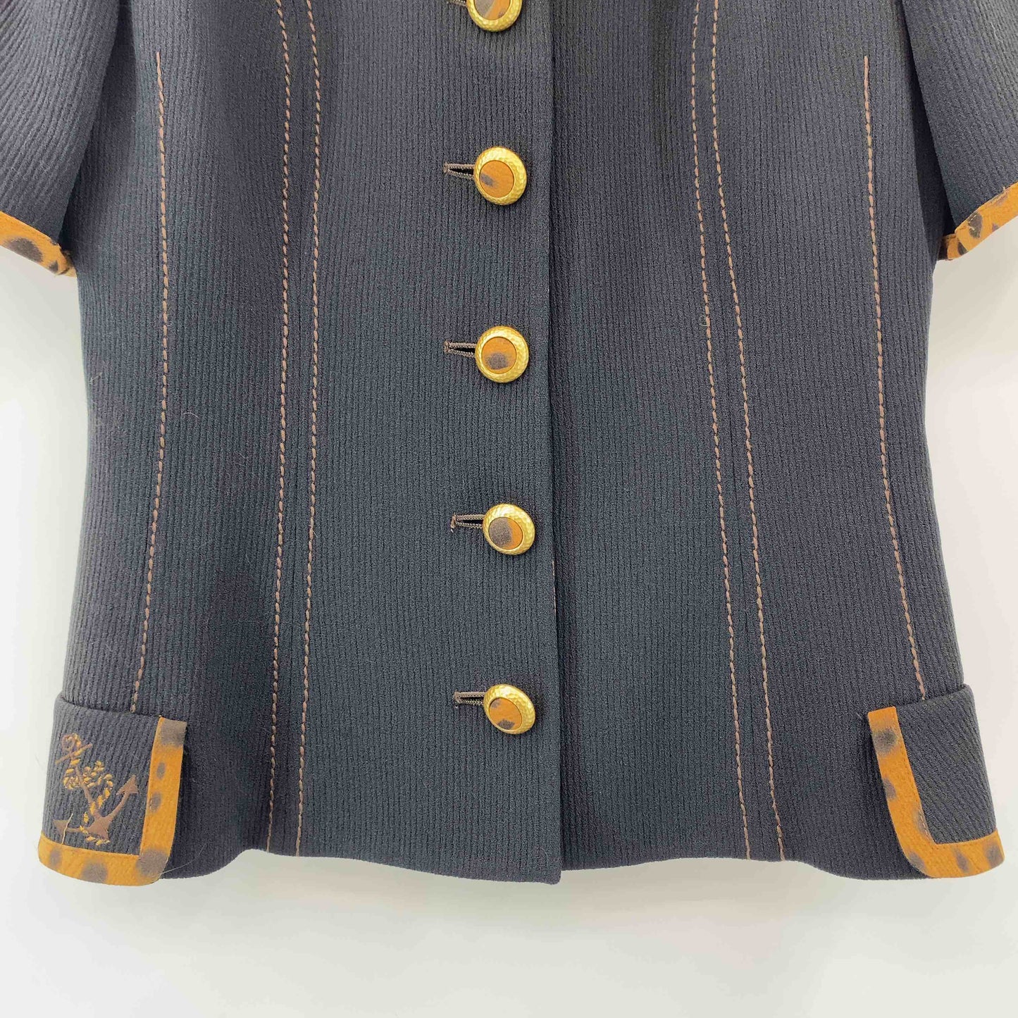 伊太利屋 イタリヤ レディース テーラードジャケット レオパード柄 ブラック 半袖