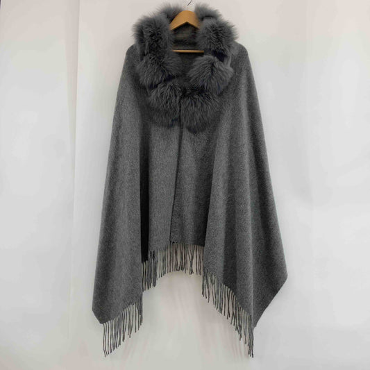 レディース ポンチョ グレー ファー