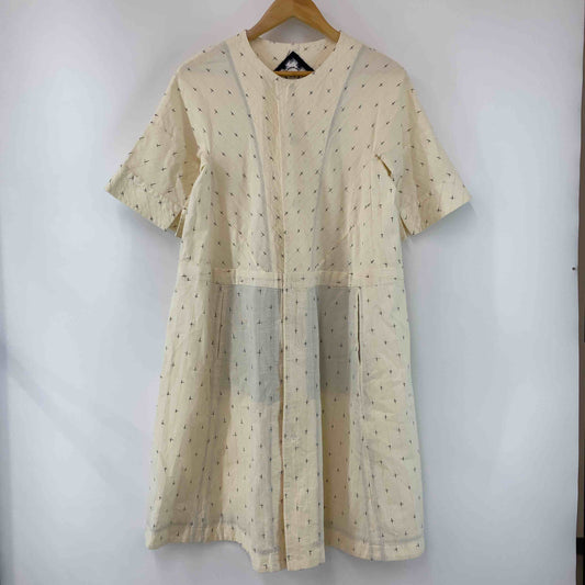 Ｋ KURUME KASURI KENKYUSYA KURUMI  レディース 半袖ワンピース　ノーカラー　綿100％　生成色