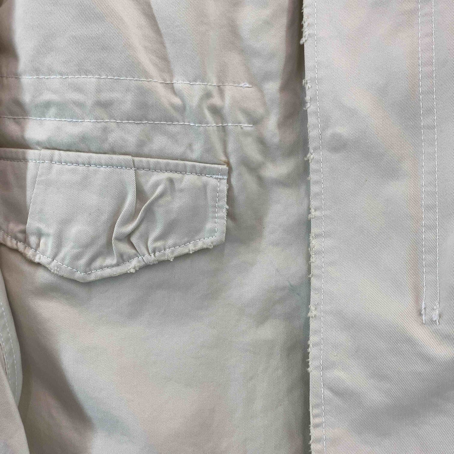 WJK ダブルジェイケイ メンズ ミリタリージャケット ライトベージュ ドローストリング ダメージ加工