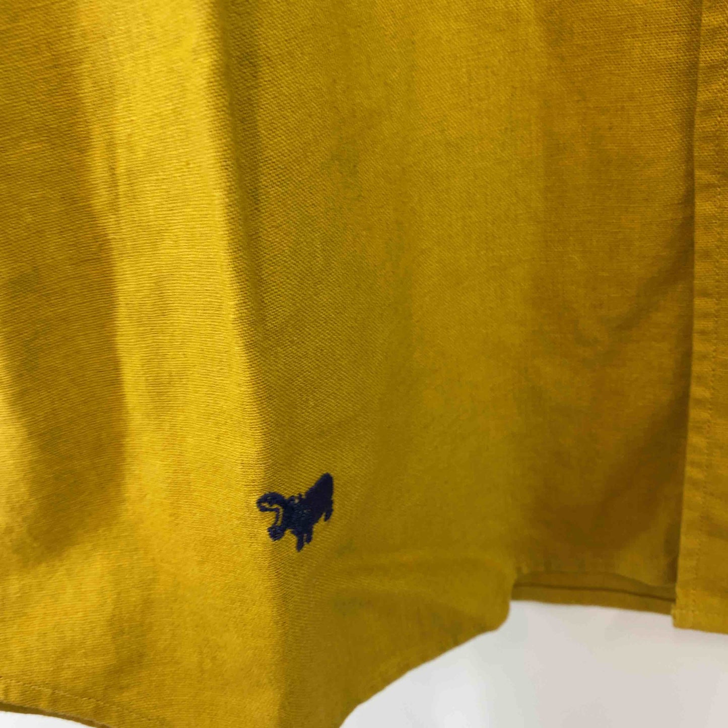 s&nd セカンド メンズ 長袖シャツ マスタードイエロー ノーカラーシャツ  ワンポイントロゴ