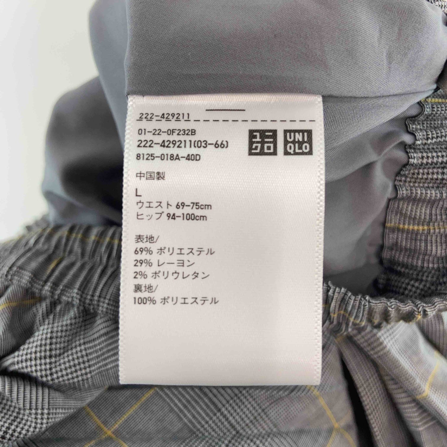 UNIQLO ユニクロ グレー チェック柄 プリーツスカート ウエストゴム レディース ロングスカート
